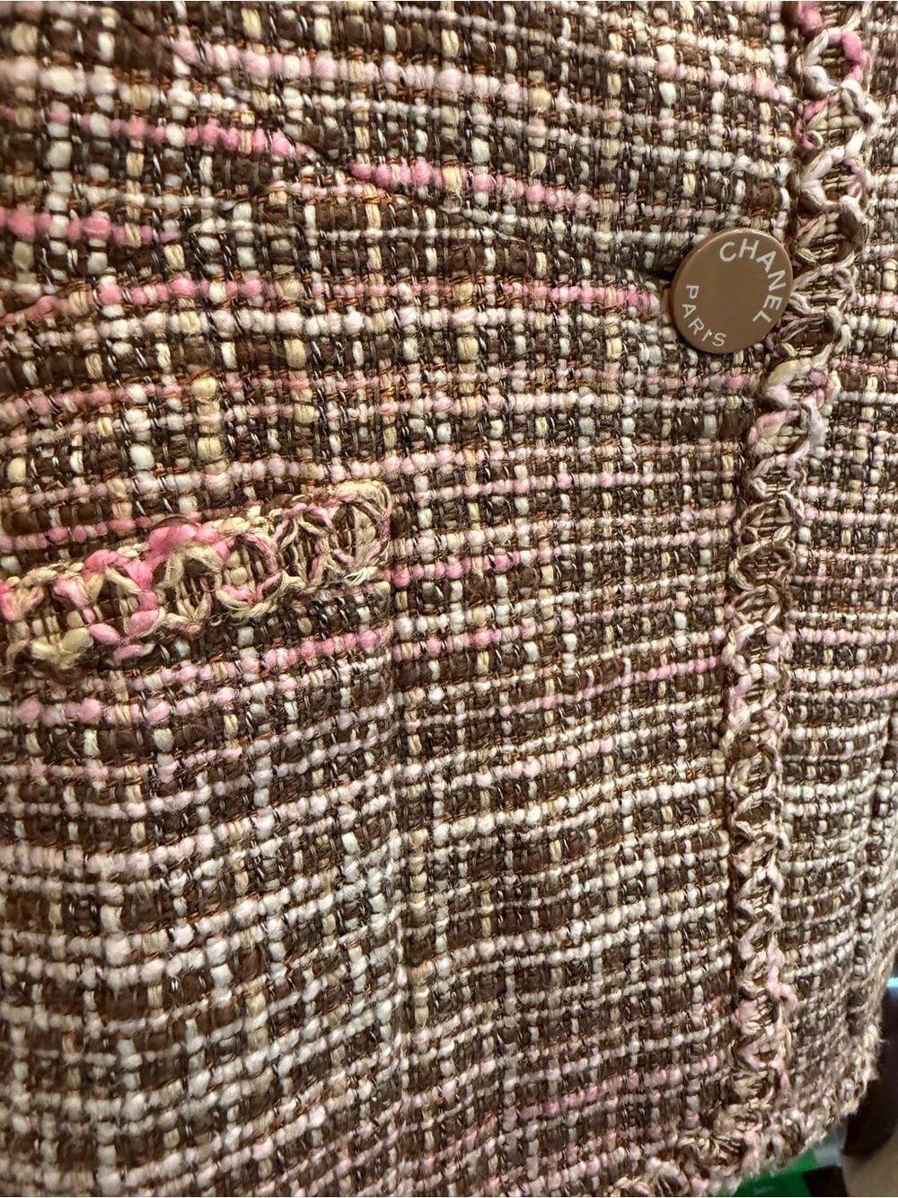 CHANEL Pink and Brown Tweed Blazer
